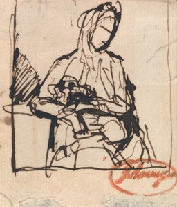 Zittende Vrouw- Mogelijk Mevrouw Harris door George Romney